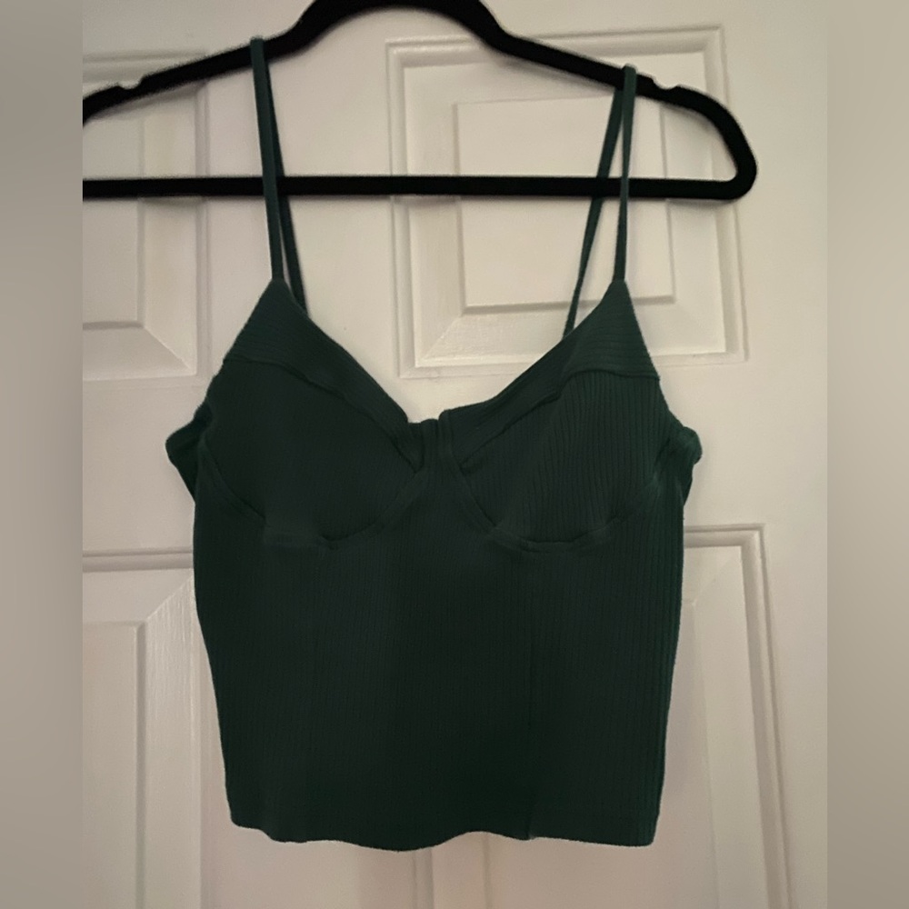 Green ribbed tank top